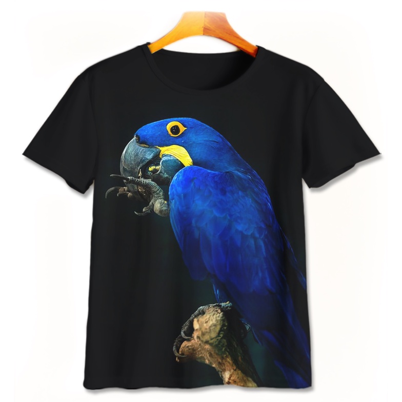 Kaos Anak 3D Baju Anak Hewan / Binatang Burung Makaw Hyacinth (Hyacinth Macaw) Spesies Bayan V3 Baju