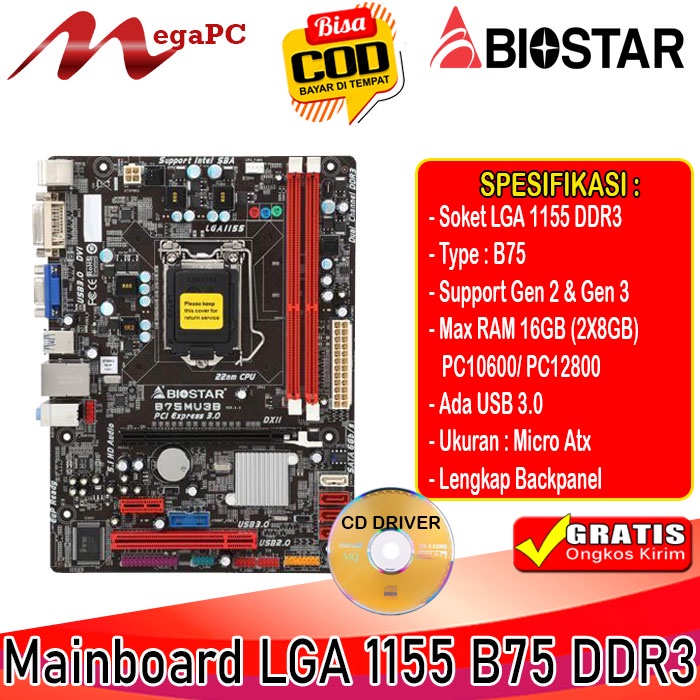 Mainboard Lga 1155 B75 DDR3 Bonus Pasta &amp; Cmos