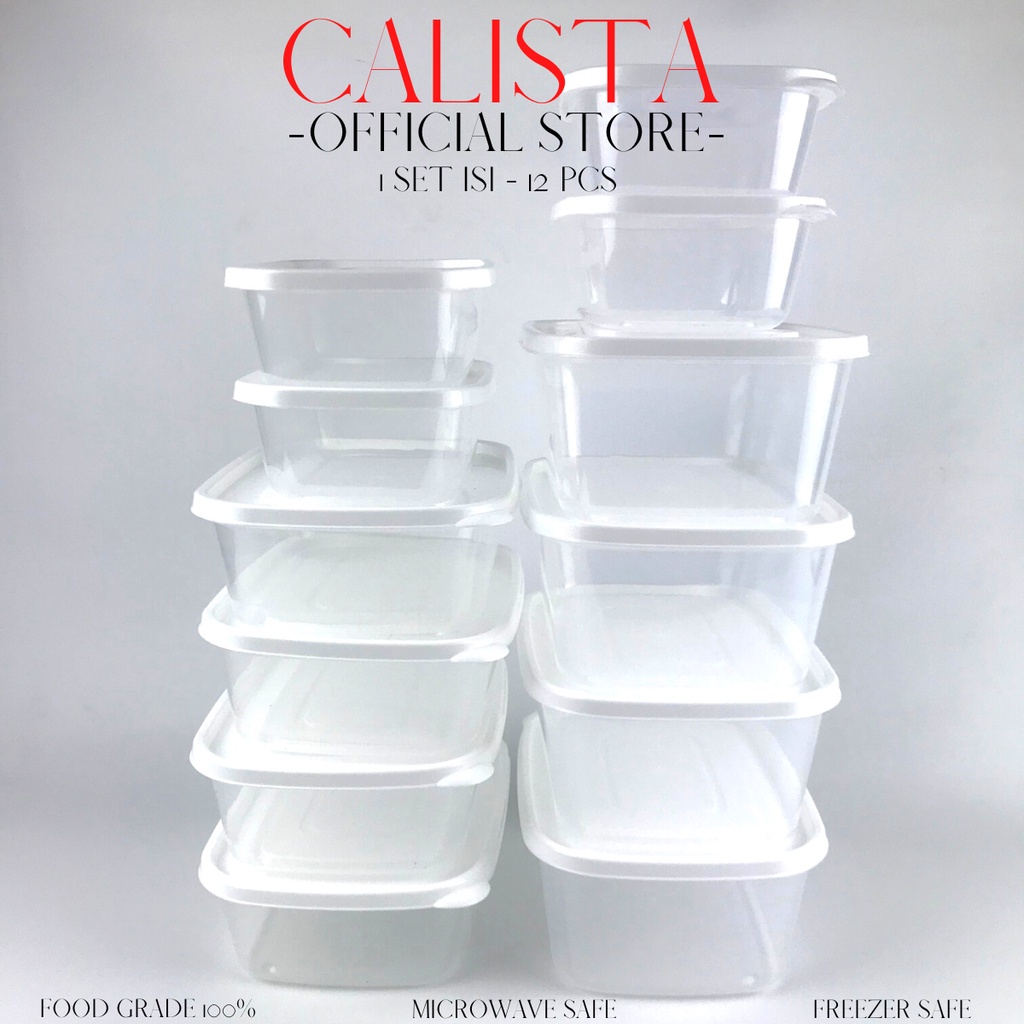 TOPLES PLASTIK BENING SET CALISTA FURANO PUTIH TRANSPARANT SET ISI 12PCS TEMPAT WADAH PENYIMPANAN MAKANAN FOOD KONTAINER PREP PREPARATION KULKAS SET