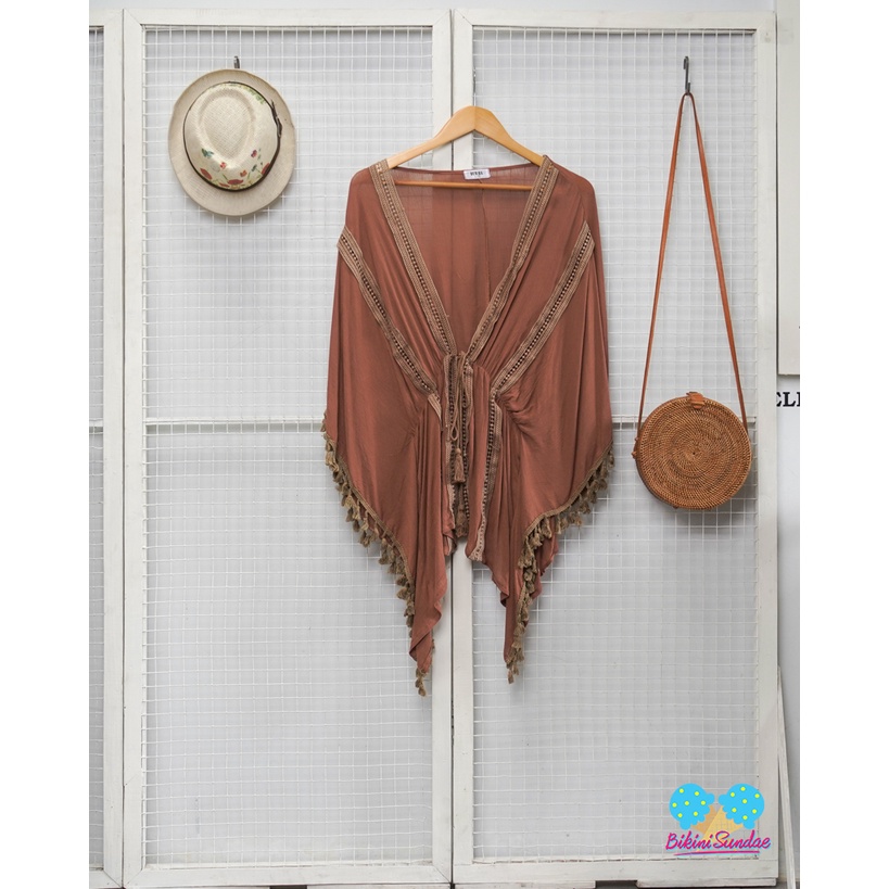 Baju Pantai outer cardigan pantai brown coklat bahan adem premium