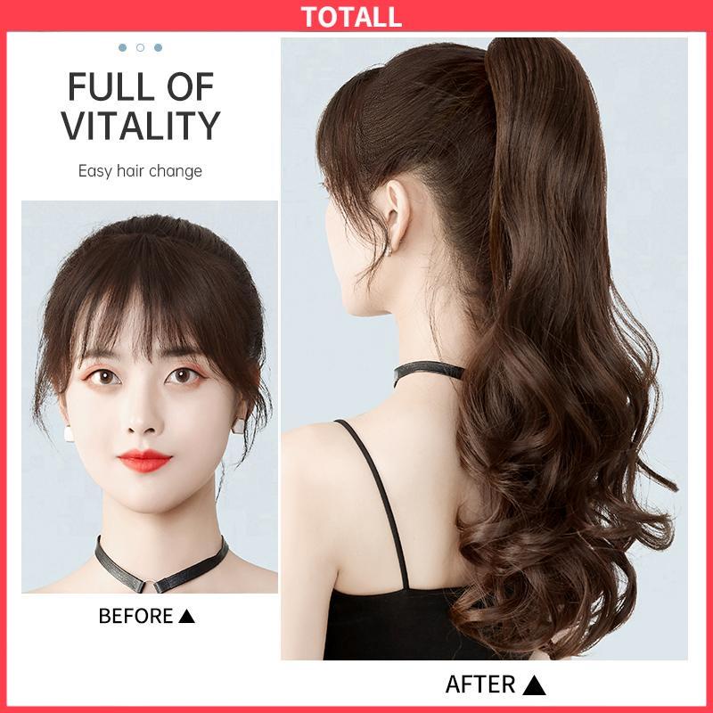 COD Ikat Rambut Palsu Gelomban Wig Rambut Gelombang Cakar Klip Rambut Pendek Kuncir Kuda Poni Keriting 8 Gigi Klip Wig Wanita-Totall