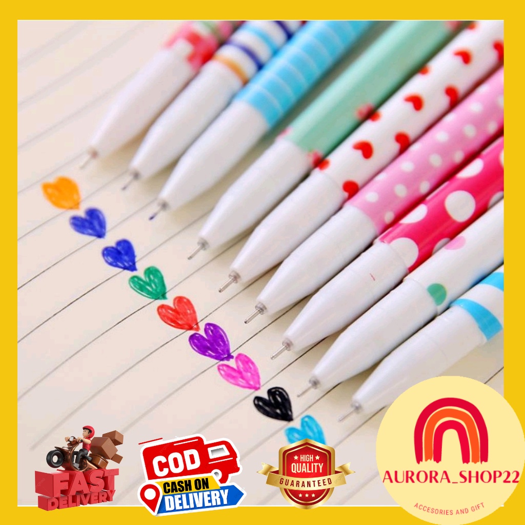 [COD] 1 SET 10 PCS PULPEN GEL WARNA MOTIF KARAKTER CUTE BULPOIN GEL WARNA WARNI