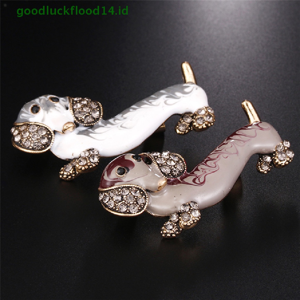 [GOOGFOUR] Enamel Kristal Puppy Bros Pin Anjing Hewan Bros Baju Kerah Pin Pesta Perhiasan [TOP]