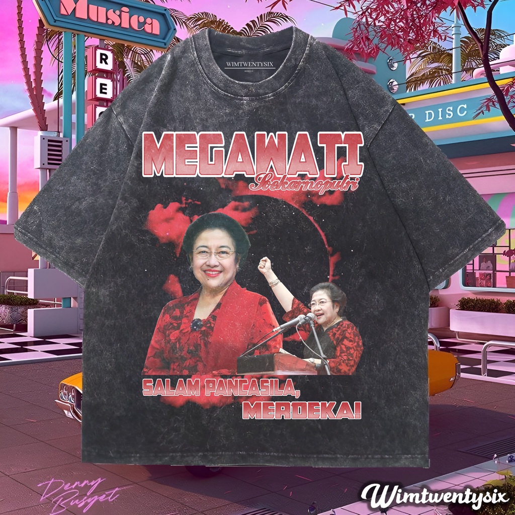 Wimtwentysix “Megawati Soekarnoputri salam pancasila” Oversize T-shirt | kaos washed | vintage tee