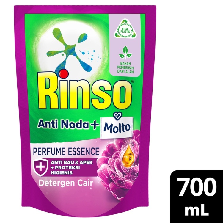 DETERJEN CAIR RINSO MOLTO PERFUME ESSENCE 700ML LIQUID DETERGENT PARFUM