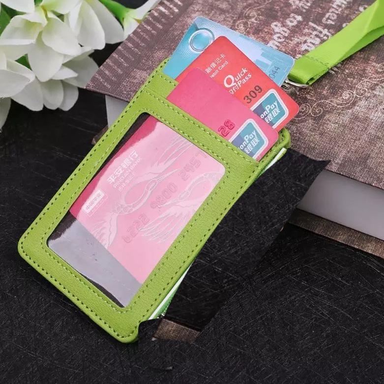 

[SP9YB8495] Name Tag Kulit Holder Kalung Gantung Dada Id Card 4 Kartu Karyawan