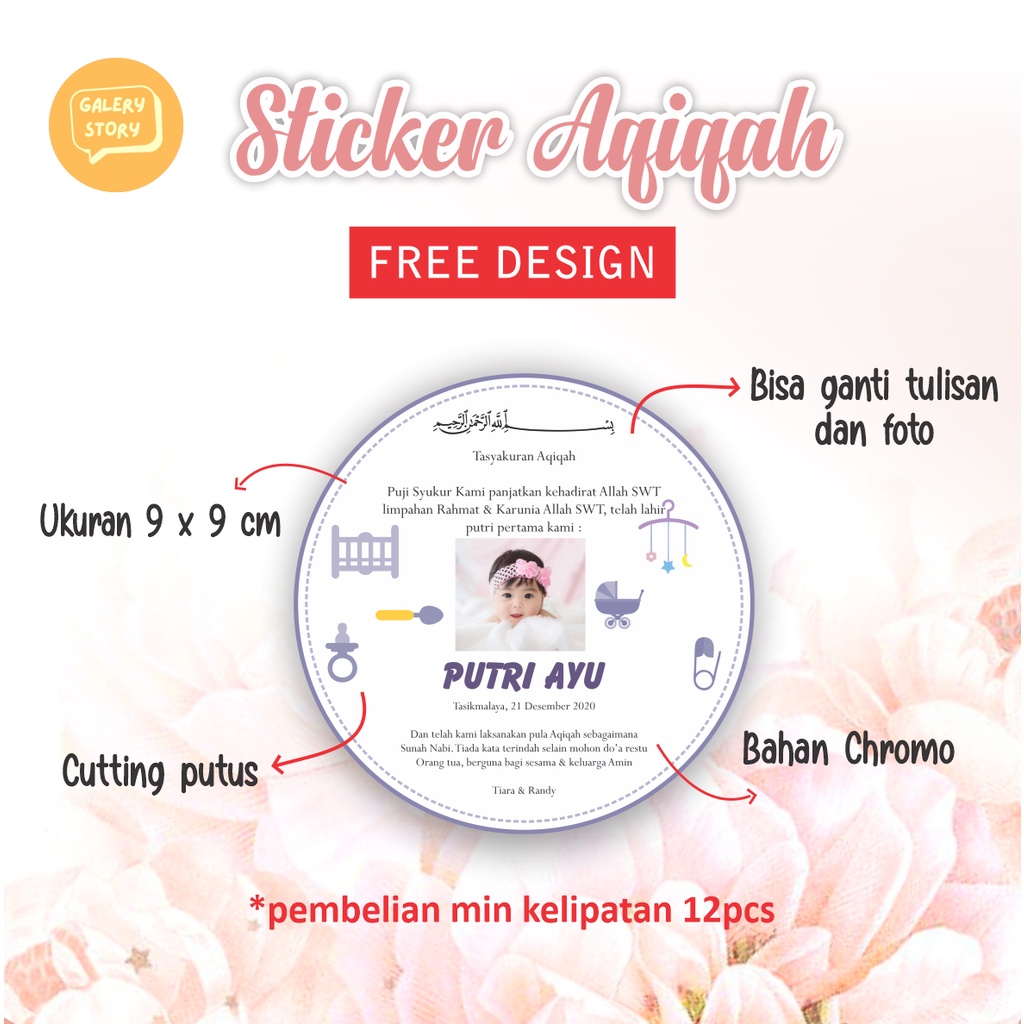 

Kartu/Stiker Tasyakuran Aqiqah, Custom Stiker Tasyakuran Aqiqah