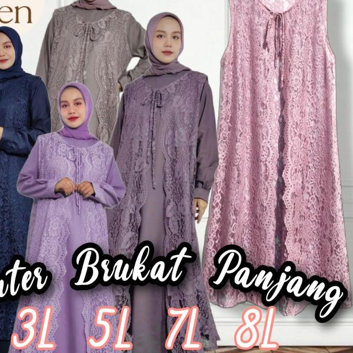 Baru Outer Brukat JUMBO Clara Cardan Brokat Panjang Premium Luaran Pesta Kondangan Rompi Wanita Jumb