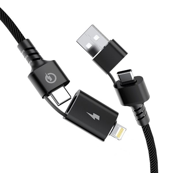 KABEL DATA LOG ON 65W LO-CB72 4in1 MULTI USB C+C TO C + LIGHTNING PD FAST CHARGING