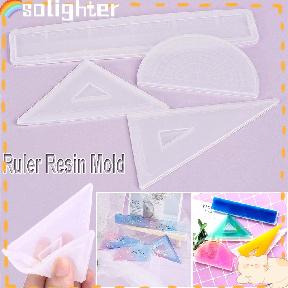 Penggaris SOLIGHTER Cetakan Resin Lem Kristal Penggaris Segitiga Busur Derajat Membuat Alat