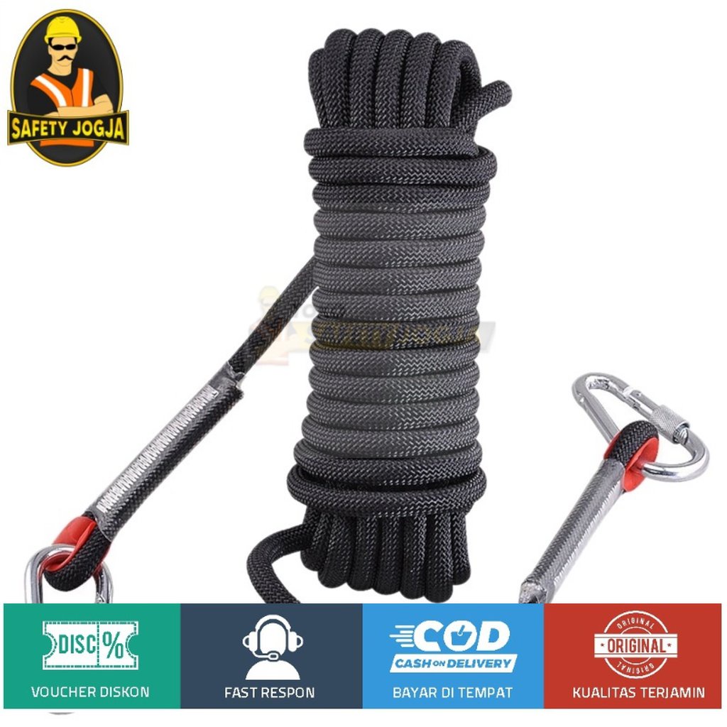 Tali Paracord Panjat Tebing Climbing Rope 10mm 10 Meter Hitam