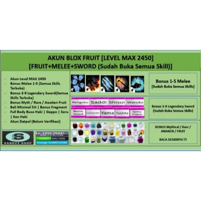 akun blox fruit level max