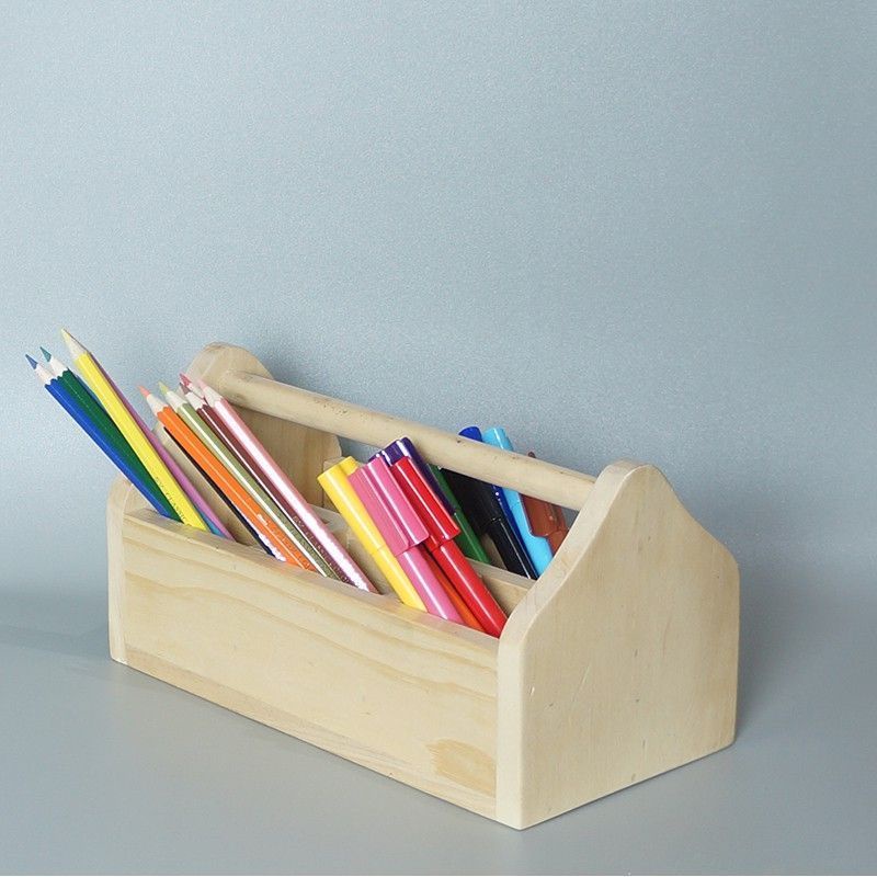 

Storage Box Wooden Stationery Pen Pencil Holder Container Desk Organizer Table Penyimpanan alat gambar unik