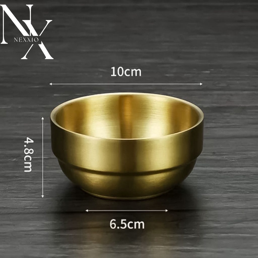 NexXio Mangkok Korea Gold Double Wall Stainless Steel 304 / Mangkok Mewah Bahan Super Tebal / Mangkok Cantik / Golden Bowl Mug