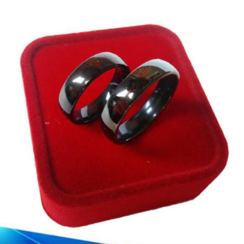 CINCIN TITANIUM Polos Hitam Anti Karat dan Luntur Selamanya || Cincin Casual Pria/Wanita Terpopuler