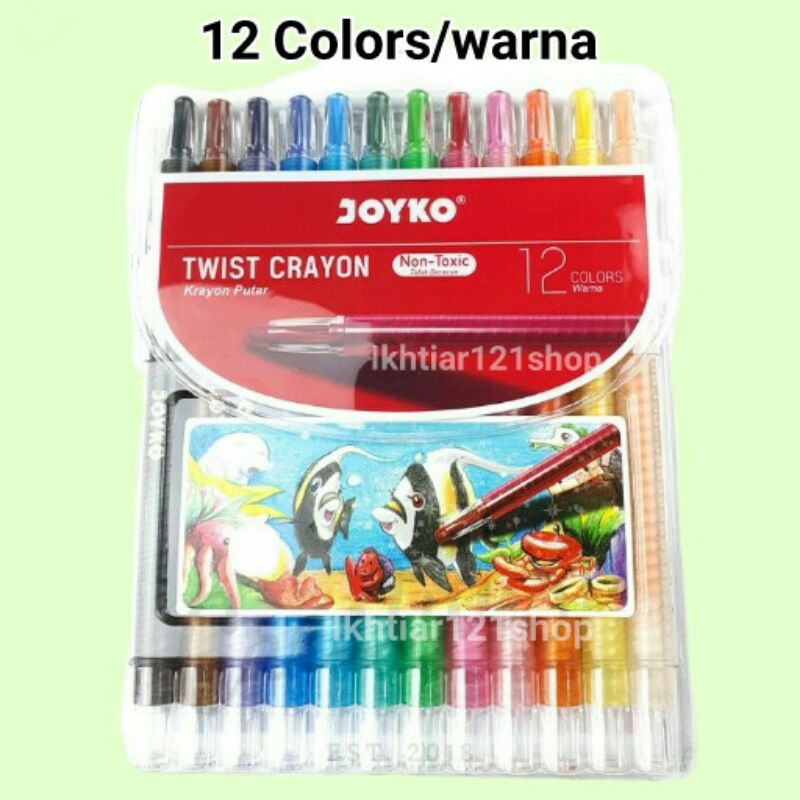 

Oil Pastel Crayon Putar/Twist Crayon/Krayon Putar Joyko Titi 12 Warna