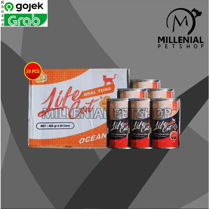 GOSEND Makanan Kucing Life cat Plus Wet Food Kaleng Dus 24Pcs 400gr