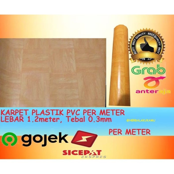 [Ready] Karpet Plastik Vinyl Untuk Lantai /Alas Meja Urat Kayu (Per Meter)