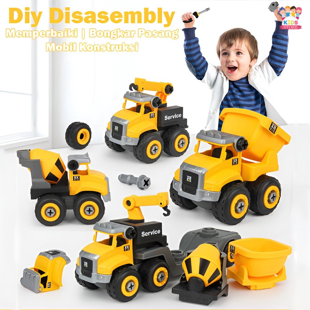 DIY Disassembly Mainan Building Block | Mainan Anak Laki Laki Mobil Mobilan Murah | 3/4/5/6/7 Tahun