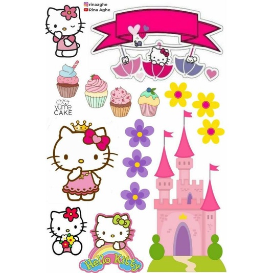 Topper kue hello kitty custom nama