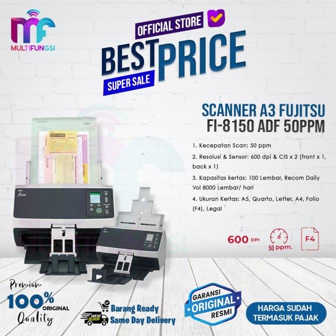 Scanner A3 Fujitsu Fi-8150 ADF (Fi8150) Garansi Resmi - 50ppm
