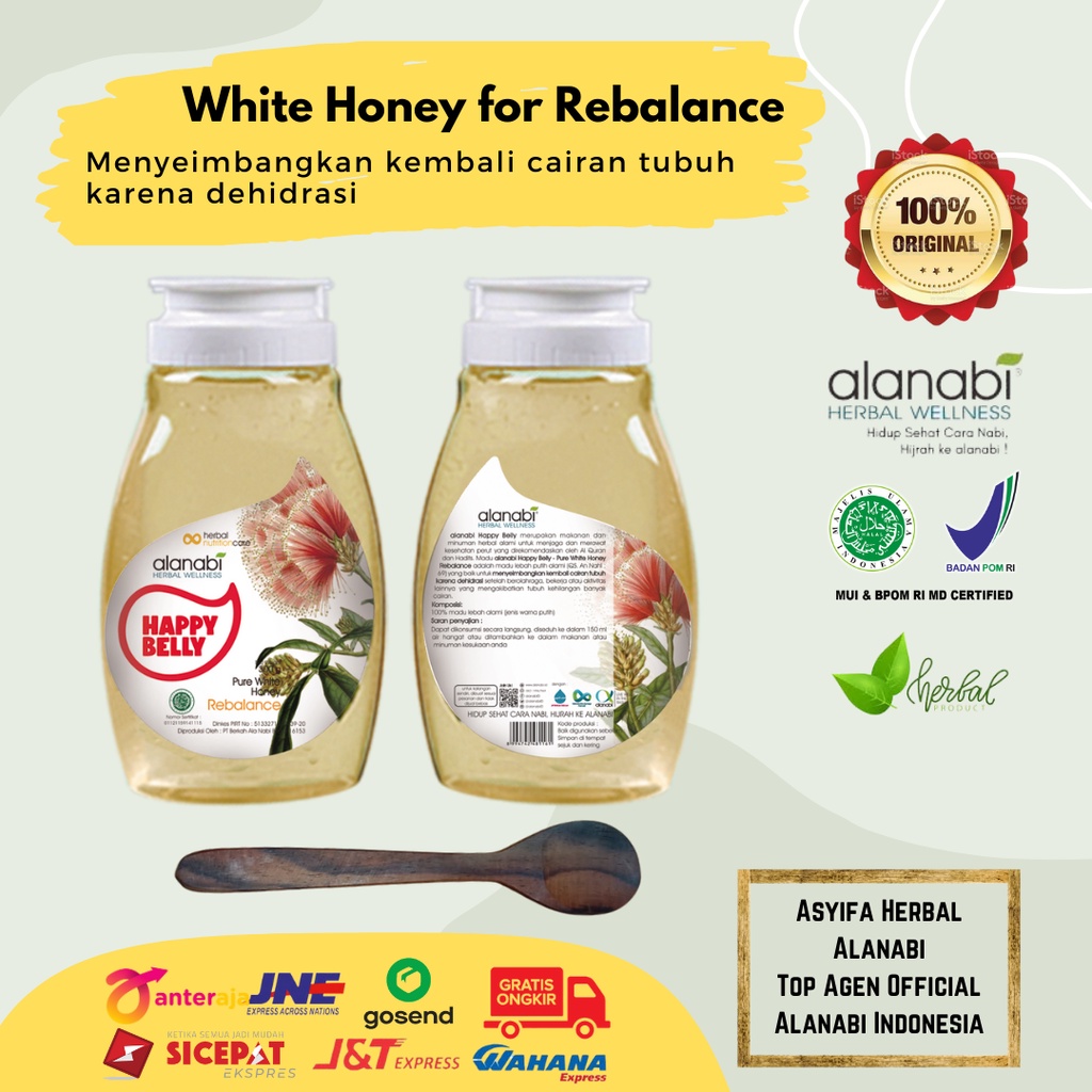 

Alanabi Happy Belly Pure White Honey (Rebalance) 300gram - Madu Murni Maduh Putih Alanabi Pure Honey Happy Belly Rebalance