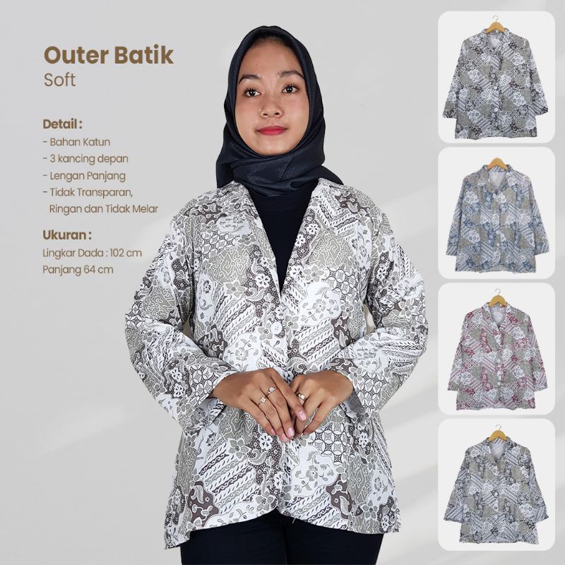 Bolero Batik Soft Model Jas Lengan Panjang - Naira Batik