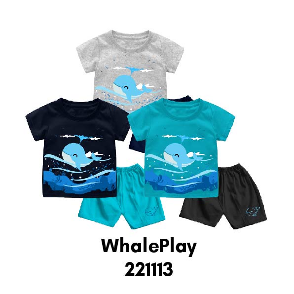 Baju Setelan Bayi &amp; Anak Seri Whale Pirate Usia 6 Bulan Sampai 8 Tahun Bahan Katun Combed 30s Premium Soft