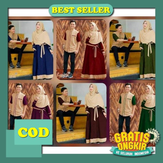 Wou Batik - Batik Couple Dinara Dress Couple Wanita Modern Maxi Baju Kondangan Dan Lamaran Kekinian 