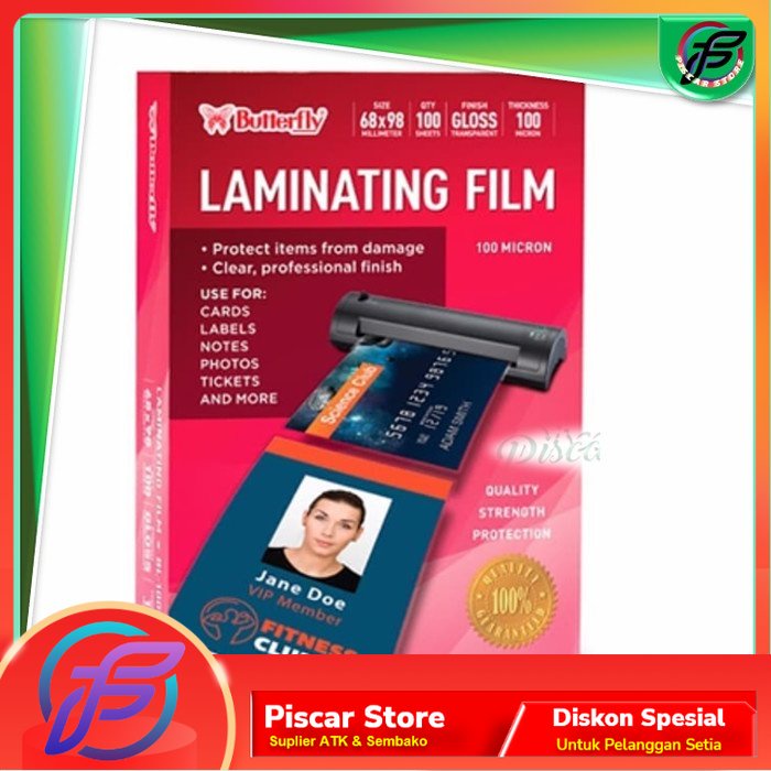 

Plastik Laminating Film Butterfly - Isi 100 / BL-100 (Card / KTP Size)