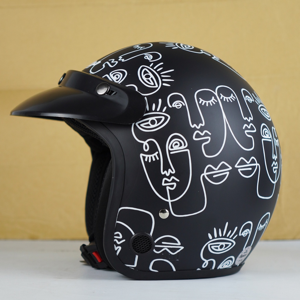 Helm Retro Bogo Dewasa Pria Wanita SNI Motif Facesline Terbaru