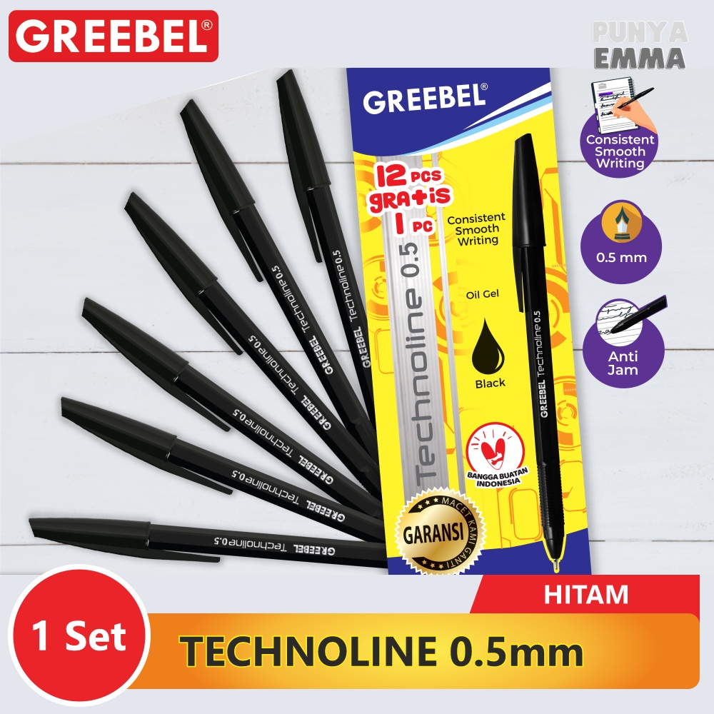 

GREEBEL BALLPEN TECHNOLINE 0.5 BLACK / HITAM (12+1 pcs)