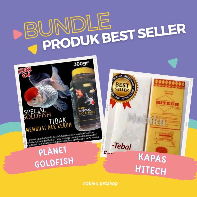 ‼️ PAKET PRODUK BEST SELLER ‼️ PRODUK PALING LARIS AQUARIUM AKUARIUM AQUASCAPE MAKANAN IKAN PLANET SPECIAL GOLDFISH PAKAN IKAN KOKI FLOATING TYPE 300 GRAM + KAPAS FILTER MEREK HITECH TEBAL DAN SERAT PADAT MURAH