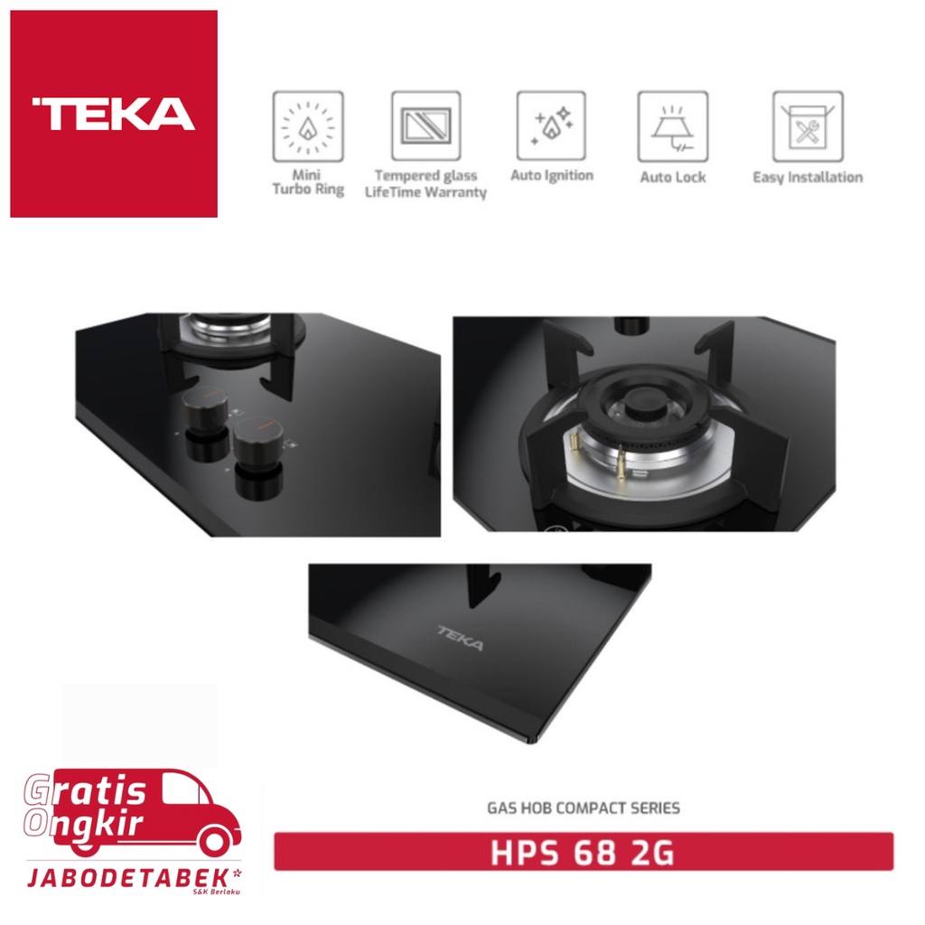 TEKA Kompor Gas Tanam HPS 68 2G Compact Gas Hob 2 Tungku