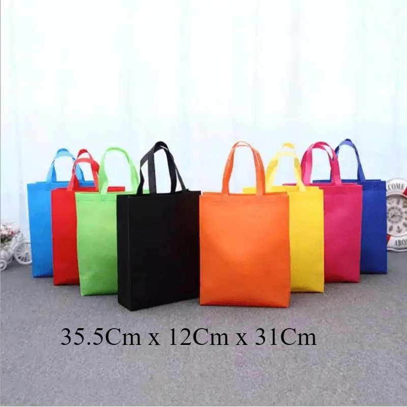 TAS BELANJA 31X35.5X12CM / TAS SOUVENIR / TAS KAIN SPUNBOND LIPAT SAMPING/ TAS LEBARAN