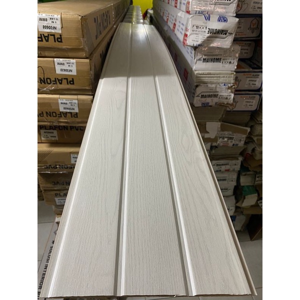 Plafon Pvc Motif Serat Kayu Putih Doff NF 30633 (PERLEMBAR)