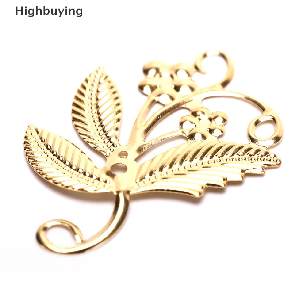 Hbid 50Pcs Vintage Metal Leaf Kerawang Bunga Slice Ch DIY Craft Membuat Perhiasan Glory