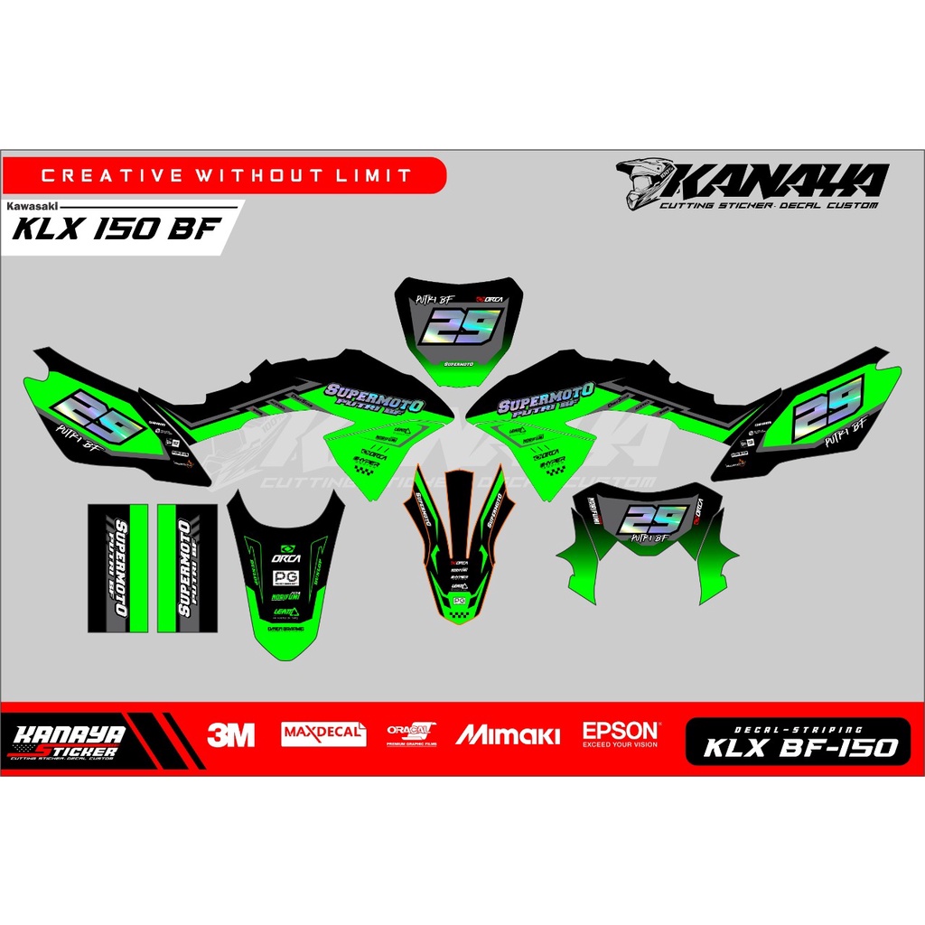 DECAL KLX  / DECAL CRF / SUPERMOTO / DECAL KLX CUSTOM FREE NOMOR DAN NAMA-KNY2023