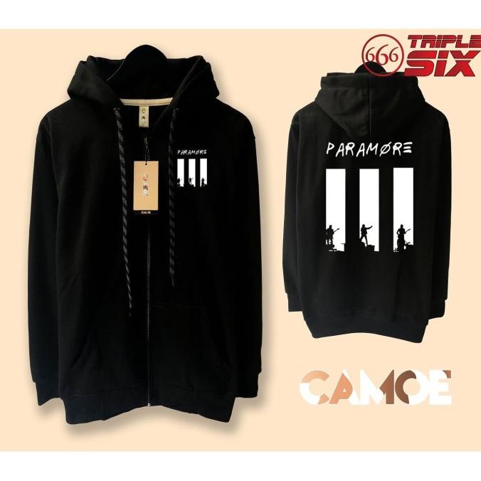 Jacket Paramore Music Band Rock Sweater Hoodie Pria Bahan Fleece Sablon Polyflex Zipper Resleting De