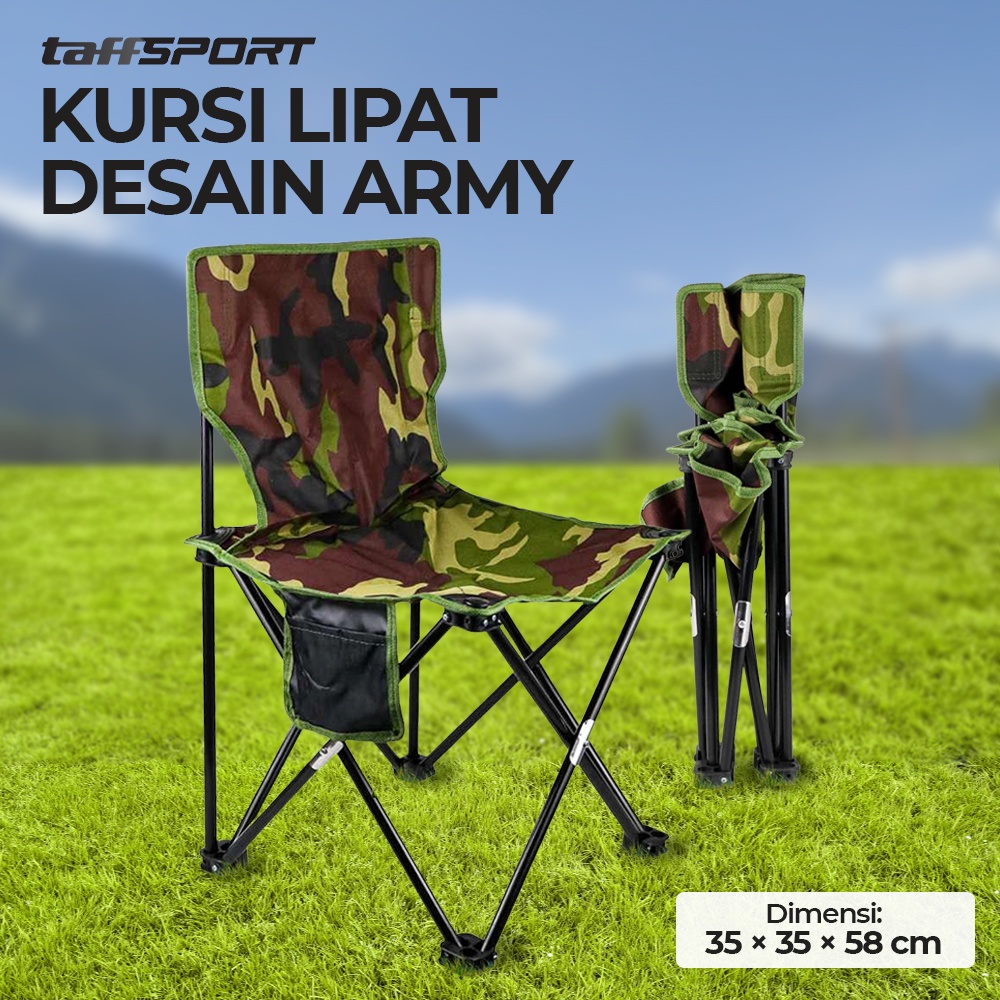 【COD】 Bangku Lipat Mancing dengan Kantong Samping` Kemah Outdoor` Kursi Portable Camping Piknik Pancing