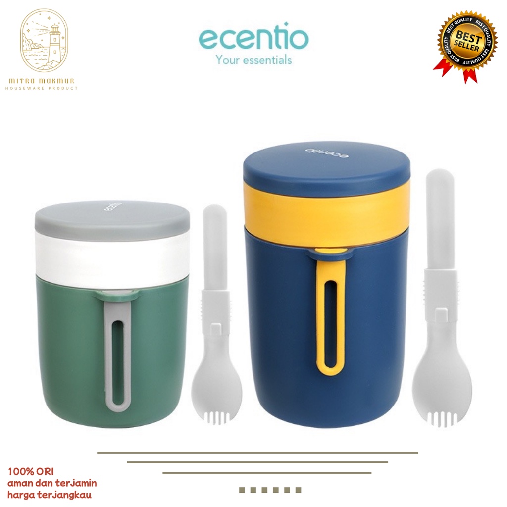 ECENTIO MANGKOK SUP FREE SENDOK 450/580 ml MANGKOK SUP PORTABEL BPA FREE MANGKOK MURAH