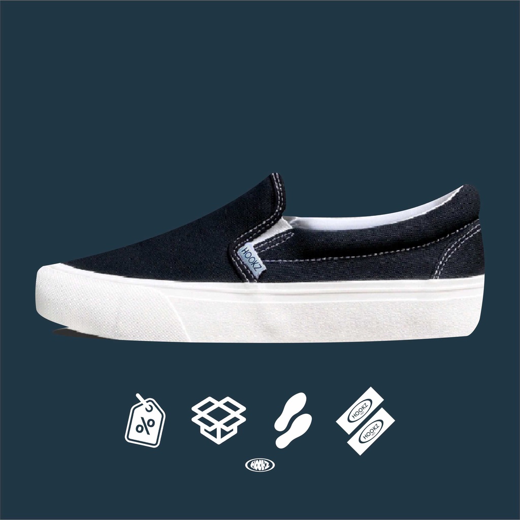 HOOKZ.INC - SEPATU SLIP ON BW | SOUTH BW | SEPATU HITAM PUTIH | SEPATU PRIA WANITA | ORIGINAL 100%