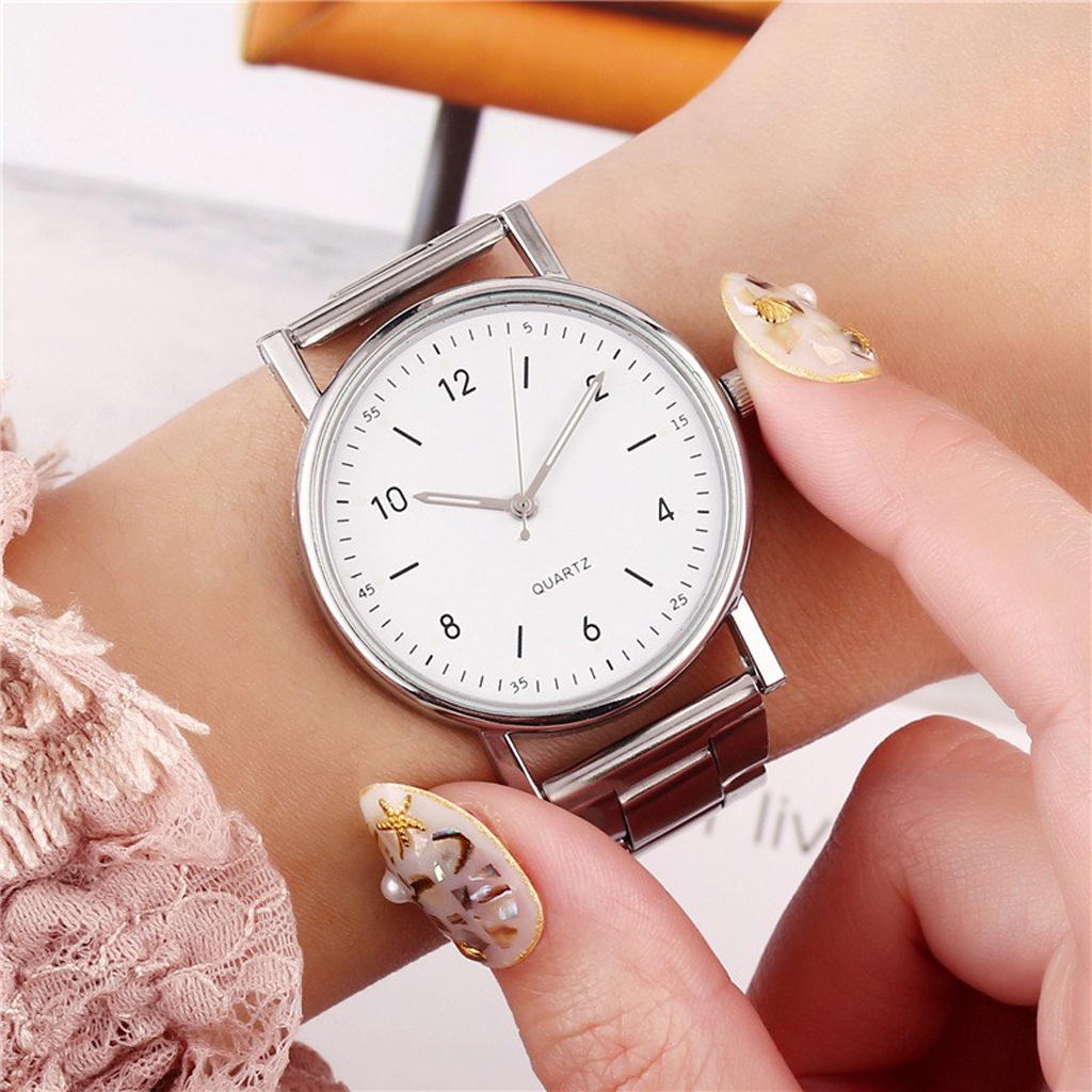 TK Jam Tangan Analog Strap Stainless Steel Casual Quartz Wanita Dan Pria Fashion Impor JT056