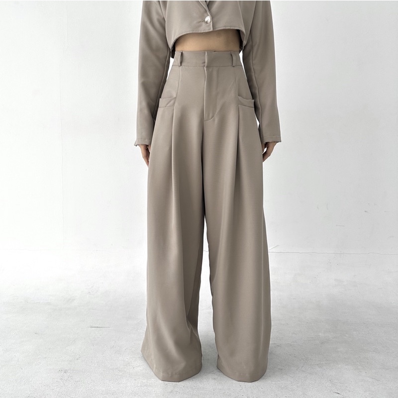 GOUW PANTS - Celana Panjang Wanita Wide Highwaist Pants Basic Korean Long Trousers Murah Posha