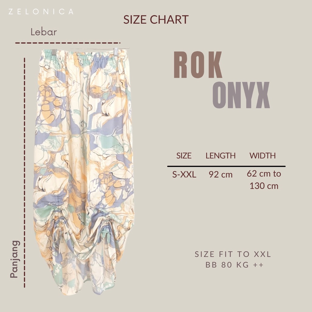 Zelonica Onyx Skirt SerutDua Bahan Rayon