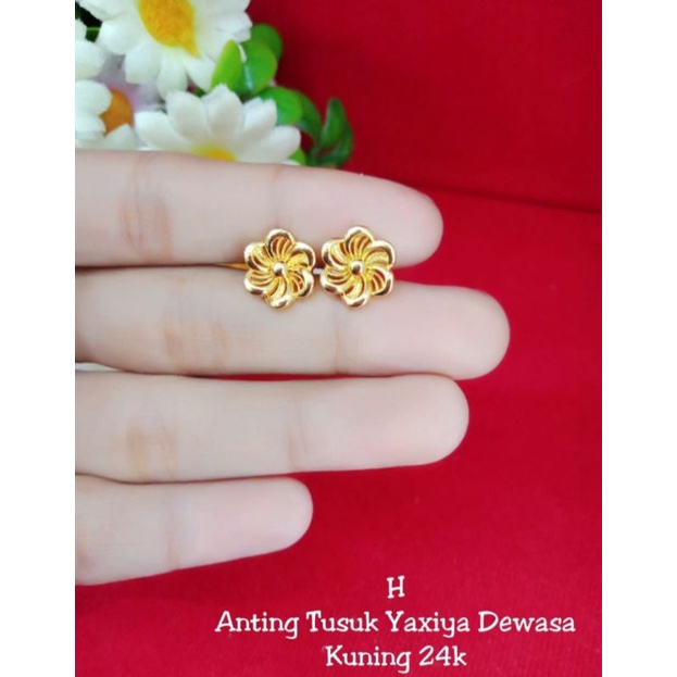 anting tusuk bunga selir lapis emas 24k