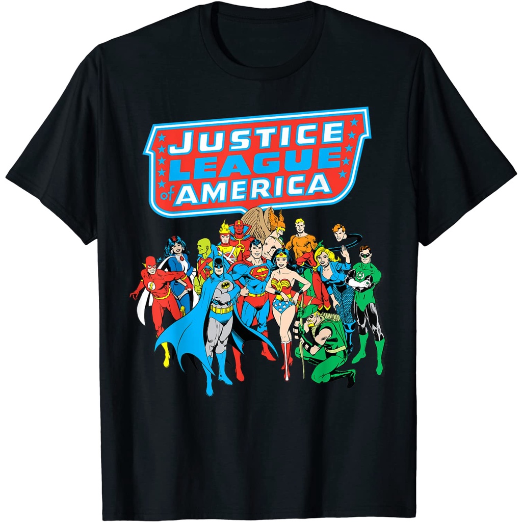 Baju Kaos Dewasa DC Comics Justice League Of America Group Shot T-Shirt Pakaian Fashion Atasan Distr