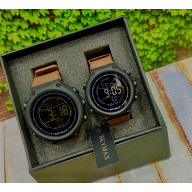 jam tangan SKYMAX couple warna coklat terlaris terkece