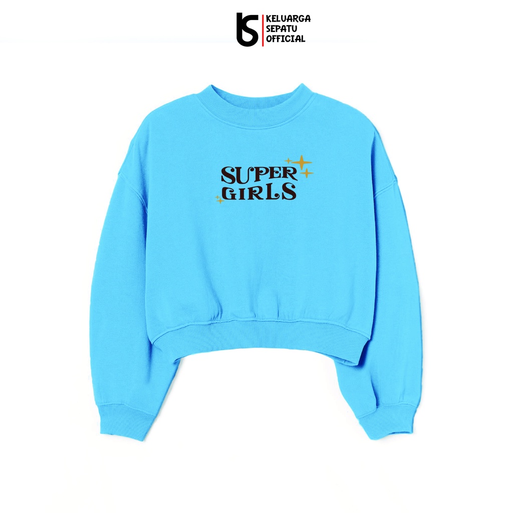 SWEATER OVERSIZE CROP SWEATER CROP SABLON MOTIF SUPER GIRL SWEATER LUCU SWEATER WANITA TERBARU