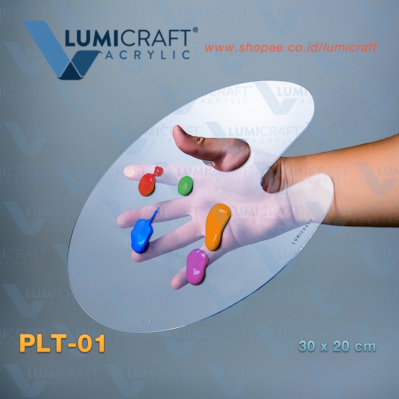 

Palet Akrilik Lukis Oval / Artist Palette Acrylic Untuk Cat atau Make Up ukuran 30 x 20 cm | Lumicraft PLT-01